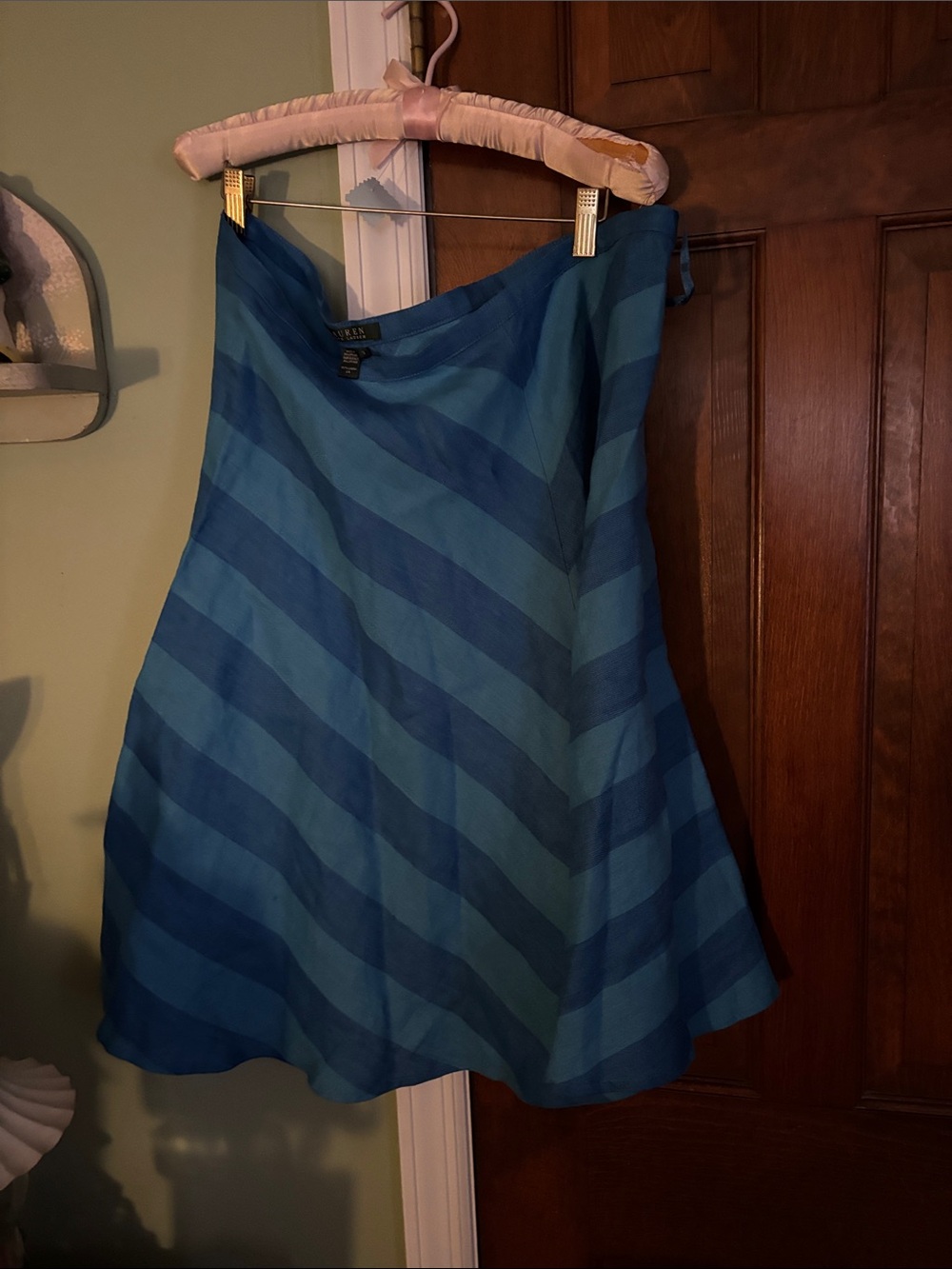 Ralph Lauren Blue Striped A-Line Skirt